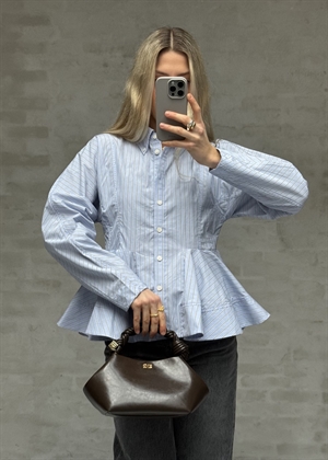 Stripe cotton peplum skjorte Lavender Lustre W0824 Ganni 